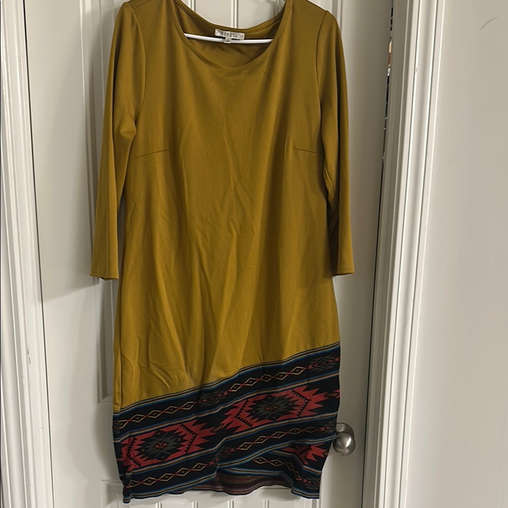Mustard and Black Patterned Dress